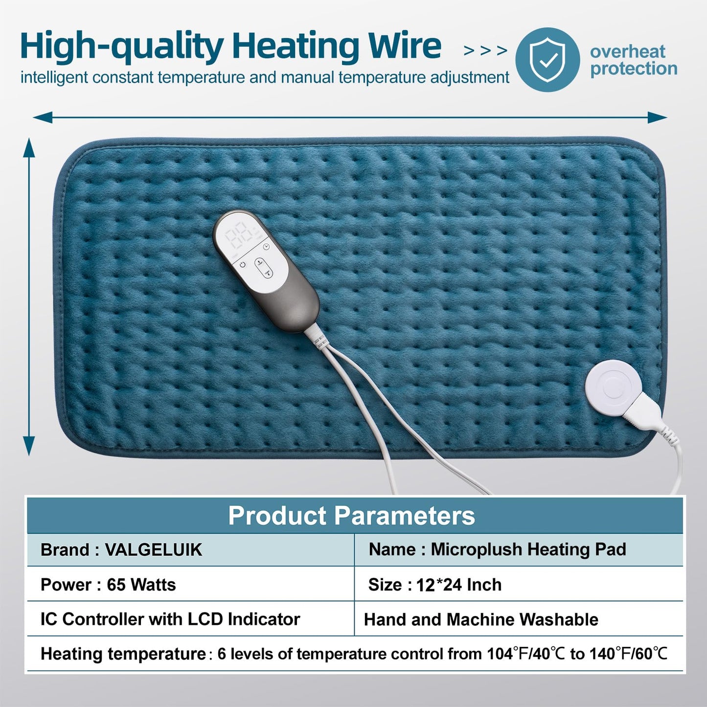 Heating pad for Back, Neck, Shoulder, Cramps and Leg Pain Relief, Heat Pads Christmas Gifts for Women, Men, Mom, Dad, Auto-Off,Machine Washable,Moist Dry Heat Options,Extra Large 12"x24"