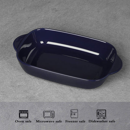 LEETOYI 2-Piece Ceramic Small Baking Dish, Porcelain Rectangular Bakeware with Double Handle, 7.5"×5" for Cooking and