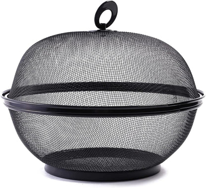 Juvale Black Mesh Fruit Baskets with Lids, 10 Inch Restaurant Kitchen Produce Containers, 2 Pack
