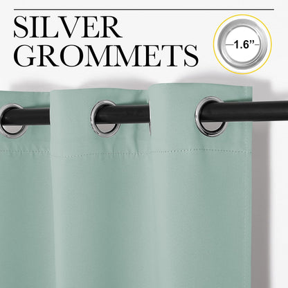 NICETOWN Small Window Curtains - Thermal Insulated Grommet Drapes in Seafoam Green | Set of 2 (W42" x L63")