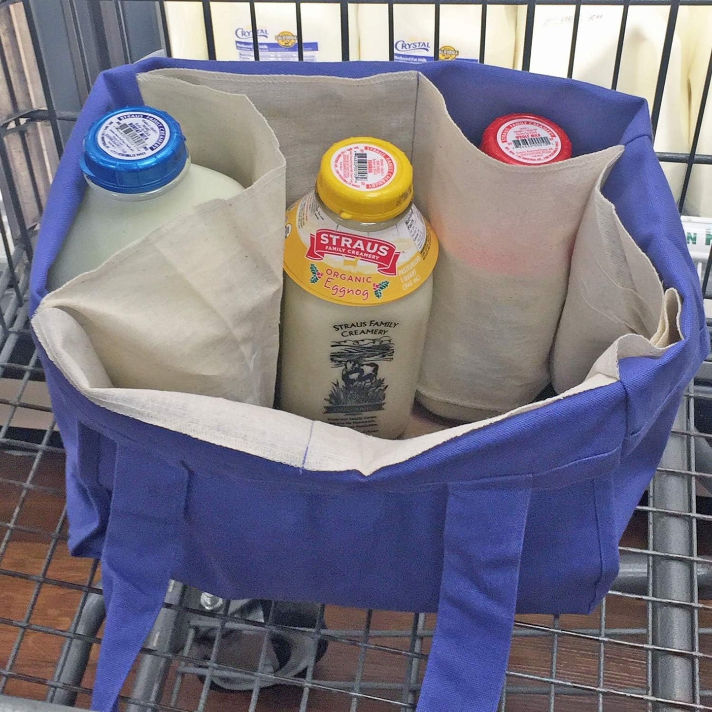 Simple Ecology Organic Cotton Deluxe Reusable Grocery Shopping Bag; Bottle Sleeves, Rigid Bottom Support (UPDATED
