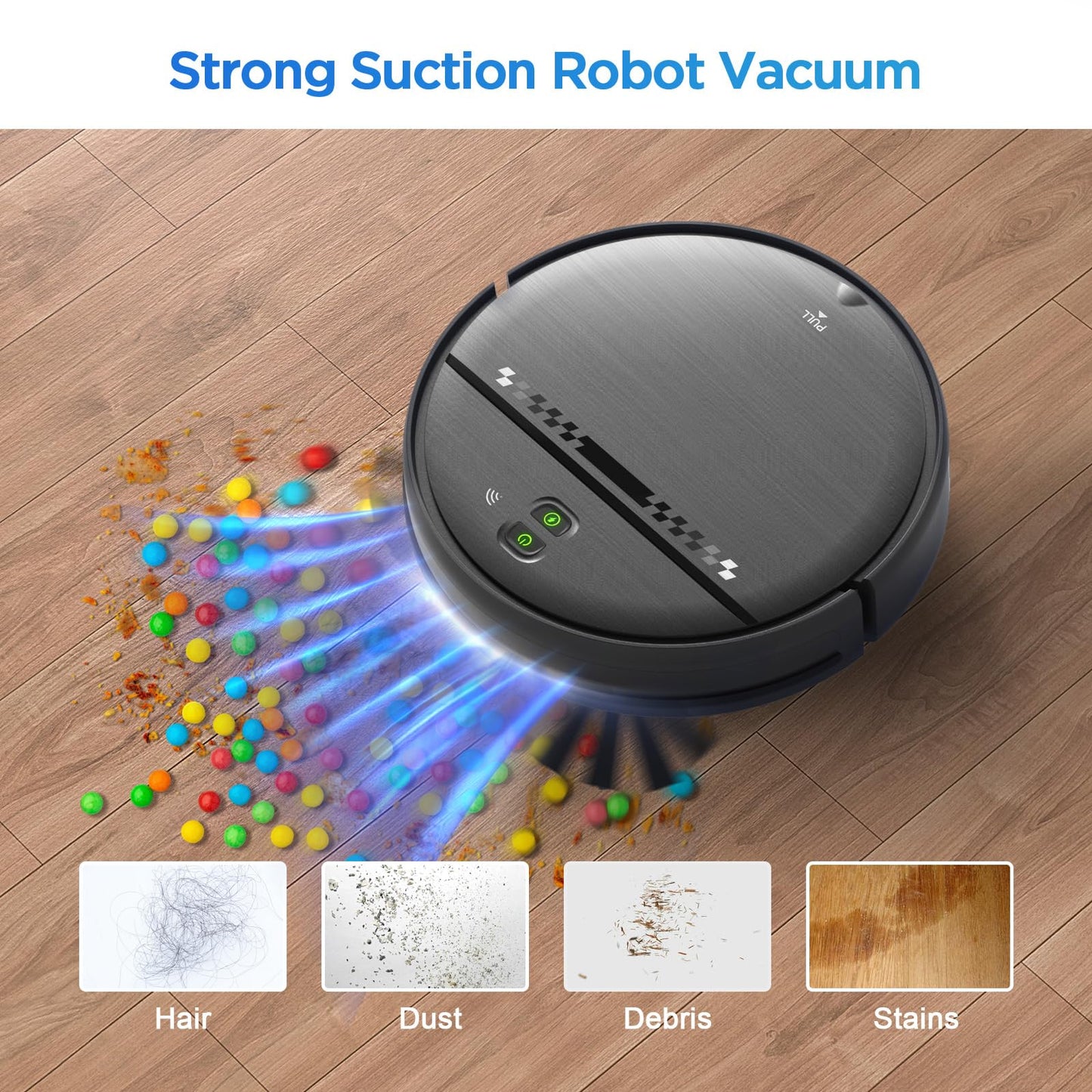 Robot Vacuum and Mop Combo, 2-in-1 Robot Vacuum Cleaner, Perfect for Pet Hair, Hard Floor and Carpet, Anti-Bump, Anti-Fall, App, Voice and Remote Control