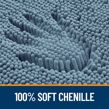 OLANLY Bathroom Rugs - Extra Soft Chenille Bath Mats with Rubber Backing | 36x24, Quick Dry, Airy Blue