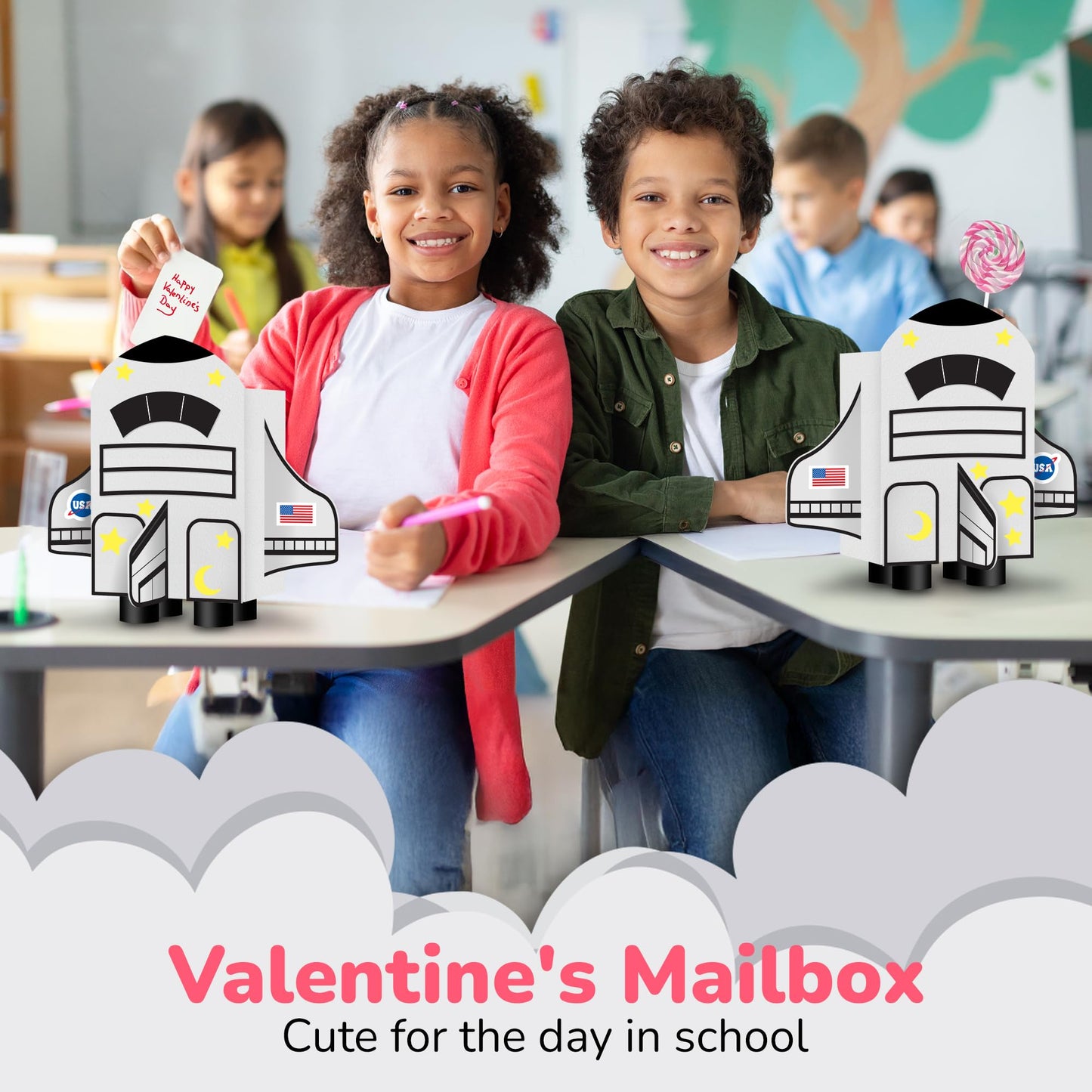 ArtCreativity Valentines Mailbox Kit - Make Your Own Valentines Box Kit for Girls & Boys - Includes Box, Double-Sided Tape, and 18 Decorative Foam Pieces - Cute Valentines Crafts Supplies