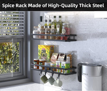 15.7in 2Pack 4 Spice Rack Organizer Wall Mount - [Upgraded Version] Hanging Seasoning Organizer Shelf with Paper Towel