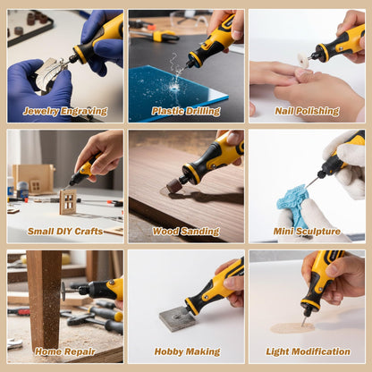 MDBTTOOLS 3.6V Cordless Rotary Tool Kit, 55-Piece Mini Grinder Set with Diamond Burrs, Cut-Off Wheels, Sanding Drums for Engraving, Polishing, Cutting, Resin Crafts
