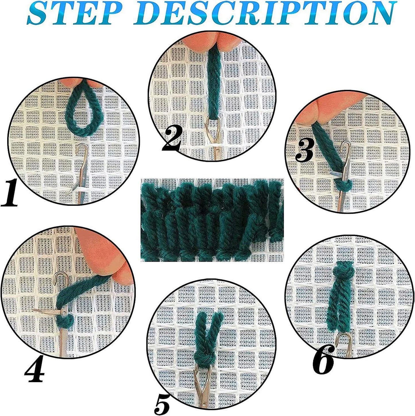 Latch Hook Rug Kit for Adults Green and White Monstera DIY Carpet Cushion with Printed Canvas Crochet Yarn Craft Hook and Latch Tapestry for Home Decoration Pets Warm Pads 52x38cm(1)