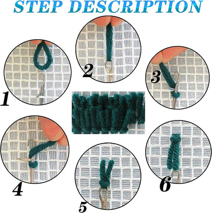 Black and White Cat Cute Latch Hook Rug Kit for Adults DIY Carpet Cushion with Printed Canvas Crochet Yarn Craft Hook and Latch Tapestry for Home Decor Pets Warm Pads 52x38cm(2)