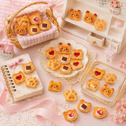 LOGOFUN 24pcs Dollhouse Miniature Food Simulation Caramel Toast Bread Resin Accessories Mini Scene Decoration
