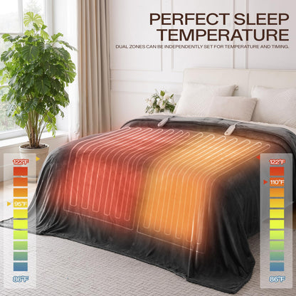 Heated Blanket Twin, Electric Blanket Soft Sherpa Flannel, 10 Hours Auto Shut-off & 8 Fast Heating Levels, Machine Washable ETL Certified, Heating Blanket for Bed & Sofa (62x84 inches, Gray)