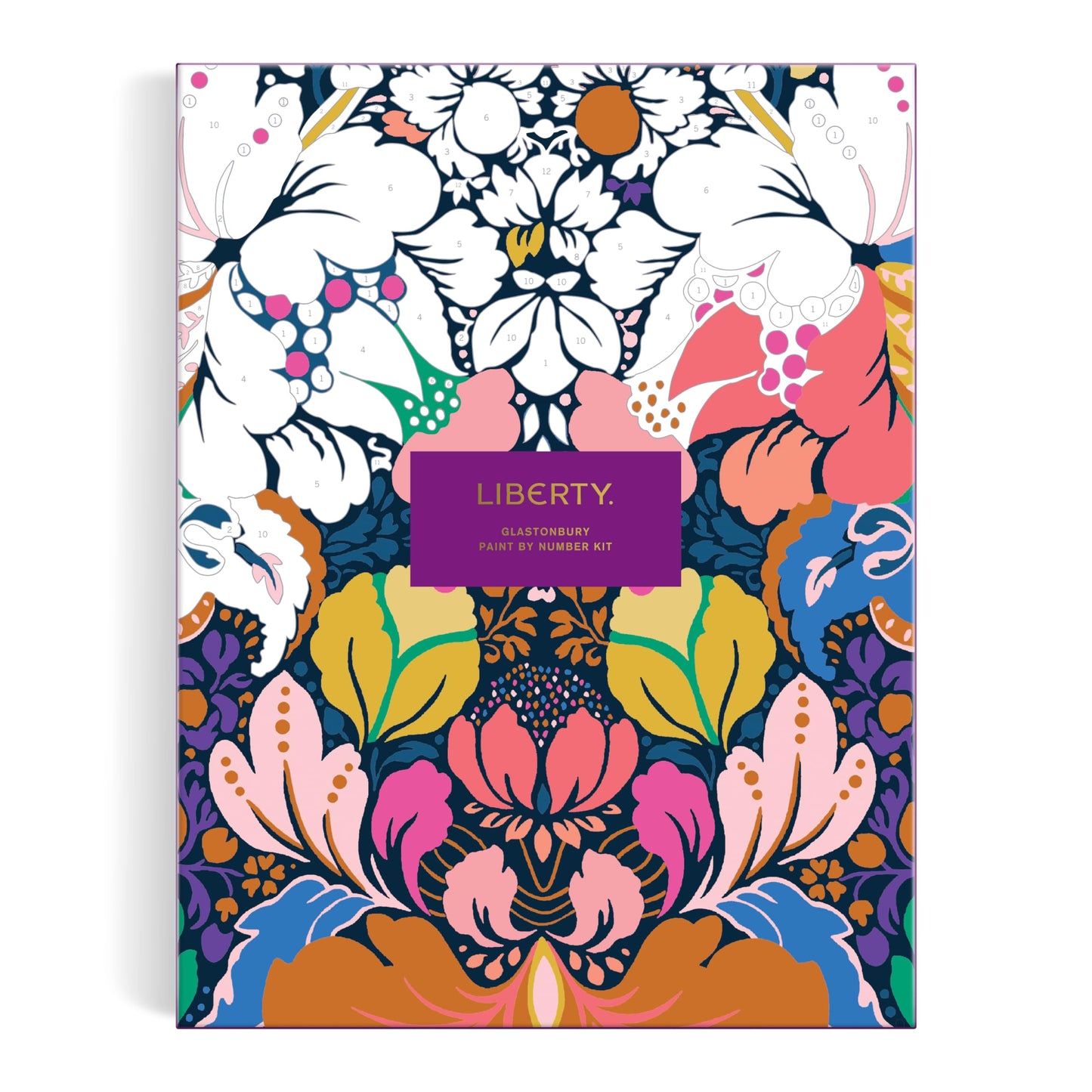 Galison Liberty Glastonbury – DIY 9 x 12 Paint by Number Kit with Iconic Liberty Print Art for Beginners and Experts Includes Paint and Brushes