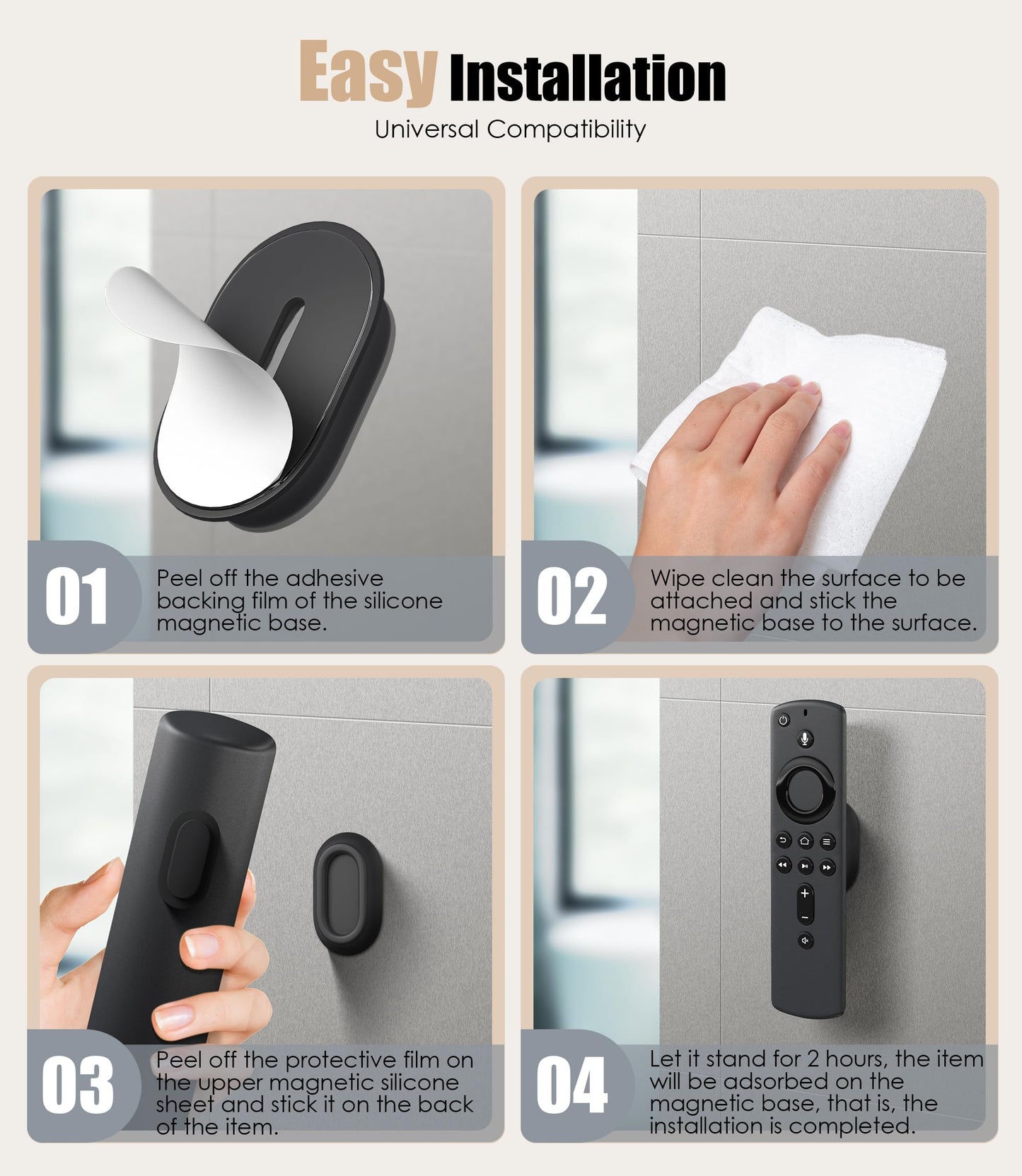Nearockle 5 Pack Magnetic Remote Control Holder Wall Mount, Upgraded Silicone Remote Control Organizer Strong Adhesive TV Remote Charger Holder Caddy Back of TV (Black)