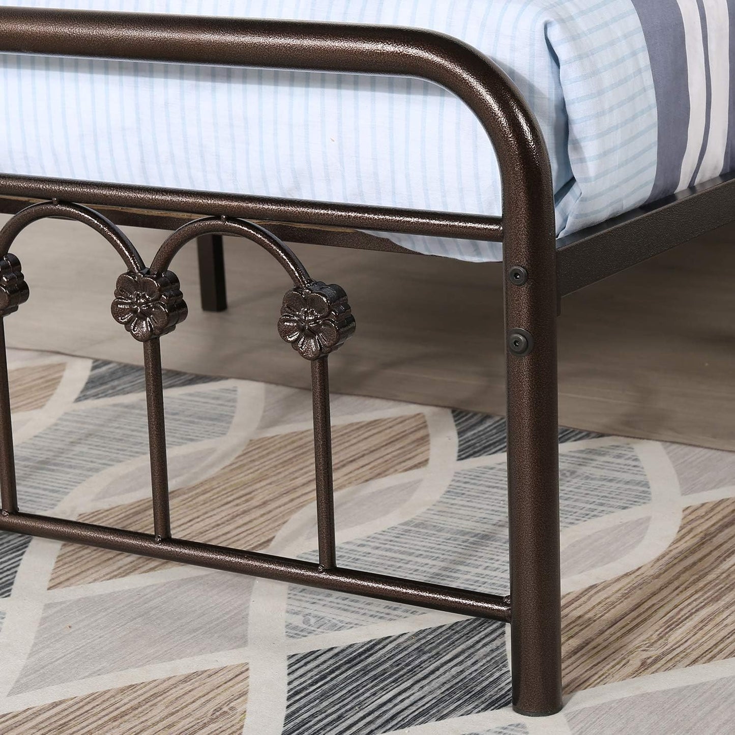 VECELO Full Size Metal Platform Bed Frame with Headboard and Footboard, Mattress Foundation with Steel Slat Support/No Box Spring Needed/Easy Assembly, Dark Copper