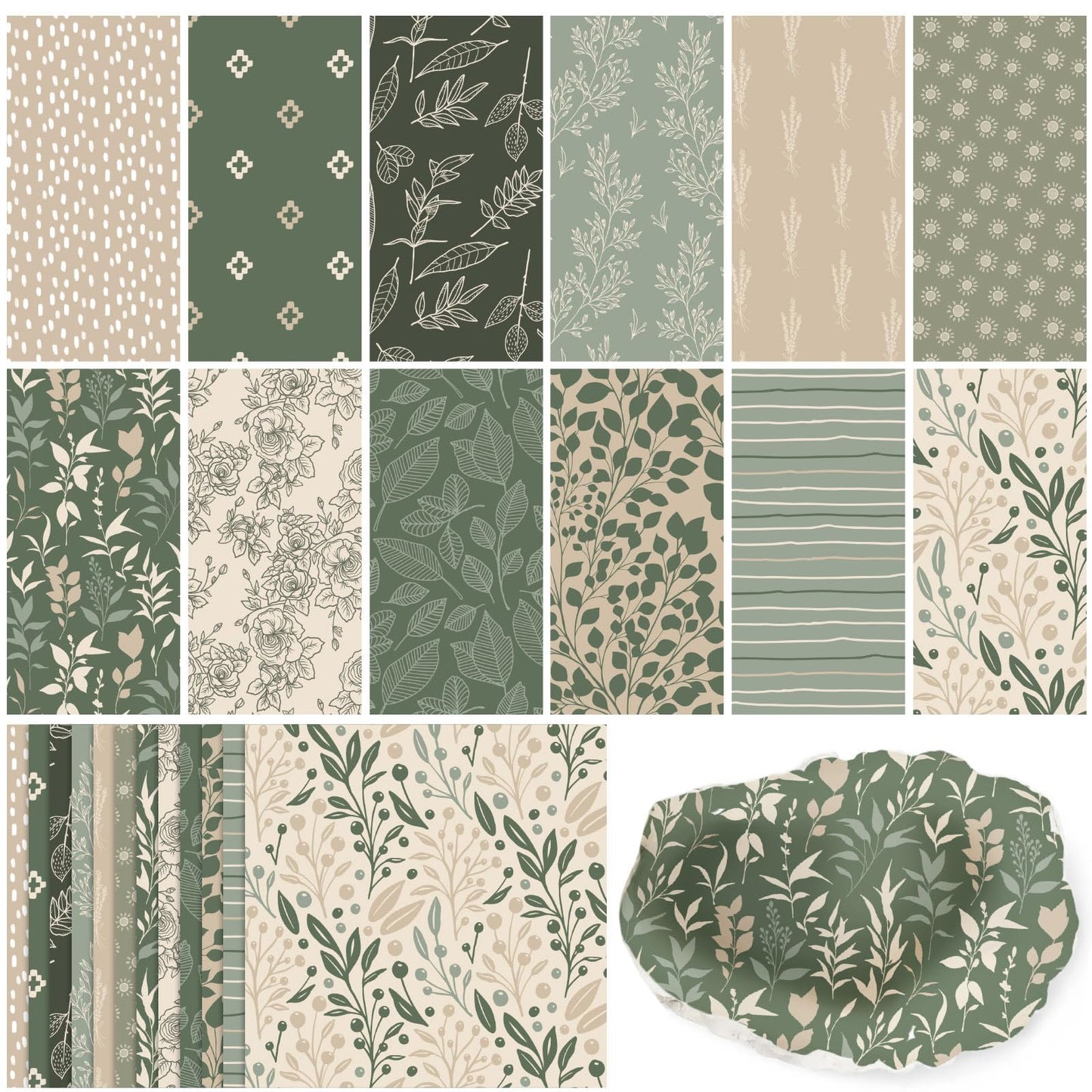 Yexiya 36 Sheet 6 Style Green Floral Paper Napkins for Decoupage Botanical Aesthetic Decorative Cocktail Napkin for Summer DIY Crafting Project Furniture Home Farmhouse Decor Unfolded 13 x 13 In
