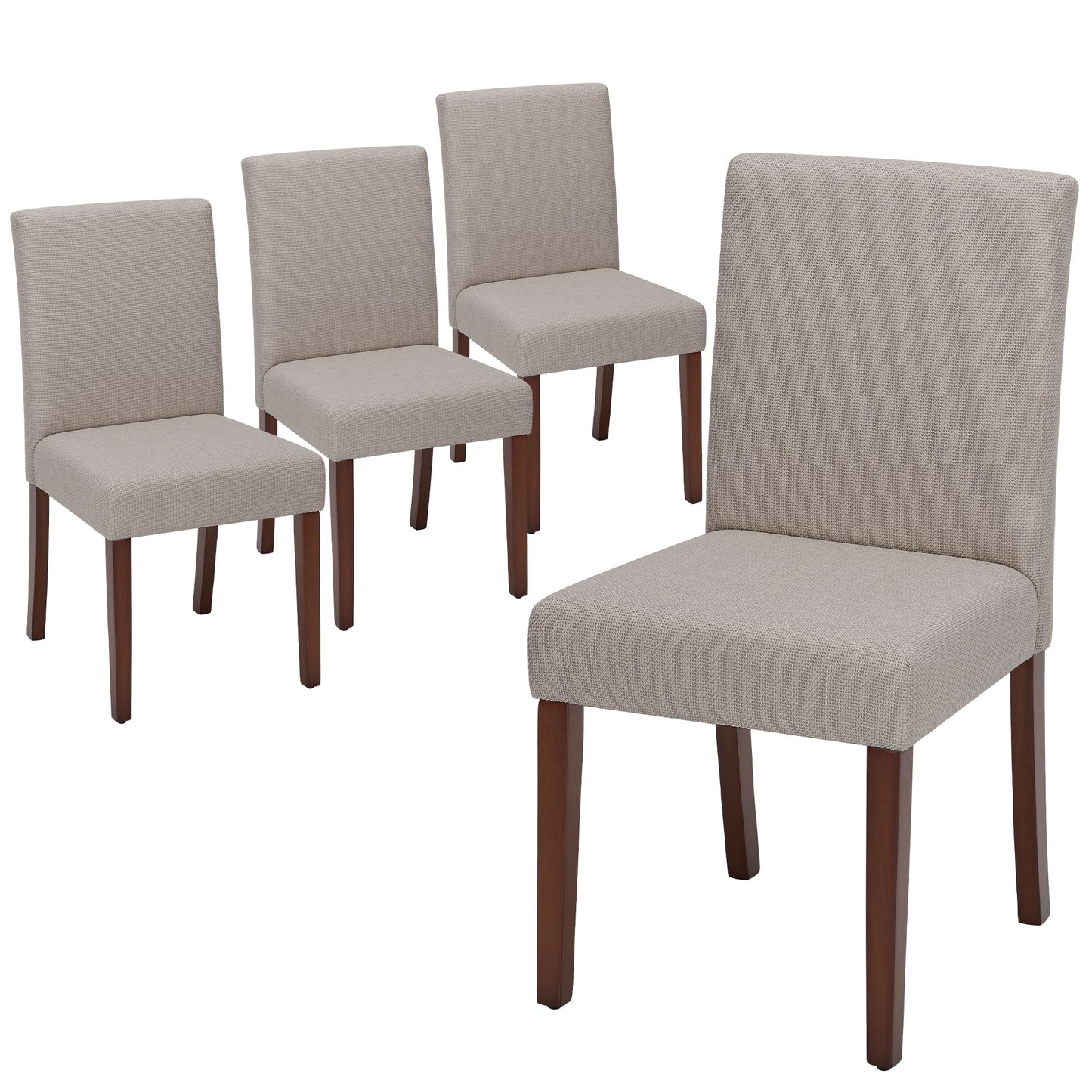 MALOL Upholstered Dining Chairs Set of 4, Modern Fabric Dining Room Chair, Wooden Dining Chair, Kitchen Side Chairs, Farmhouse Dinner Chair with High Back for Kitchen, Brown