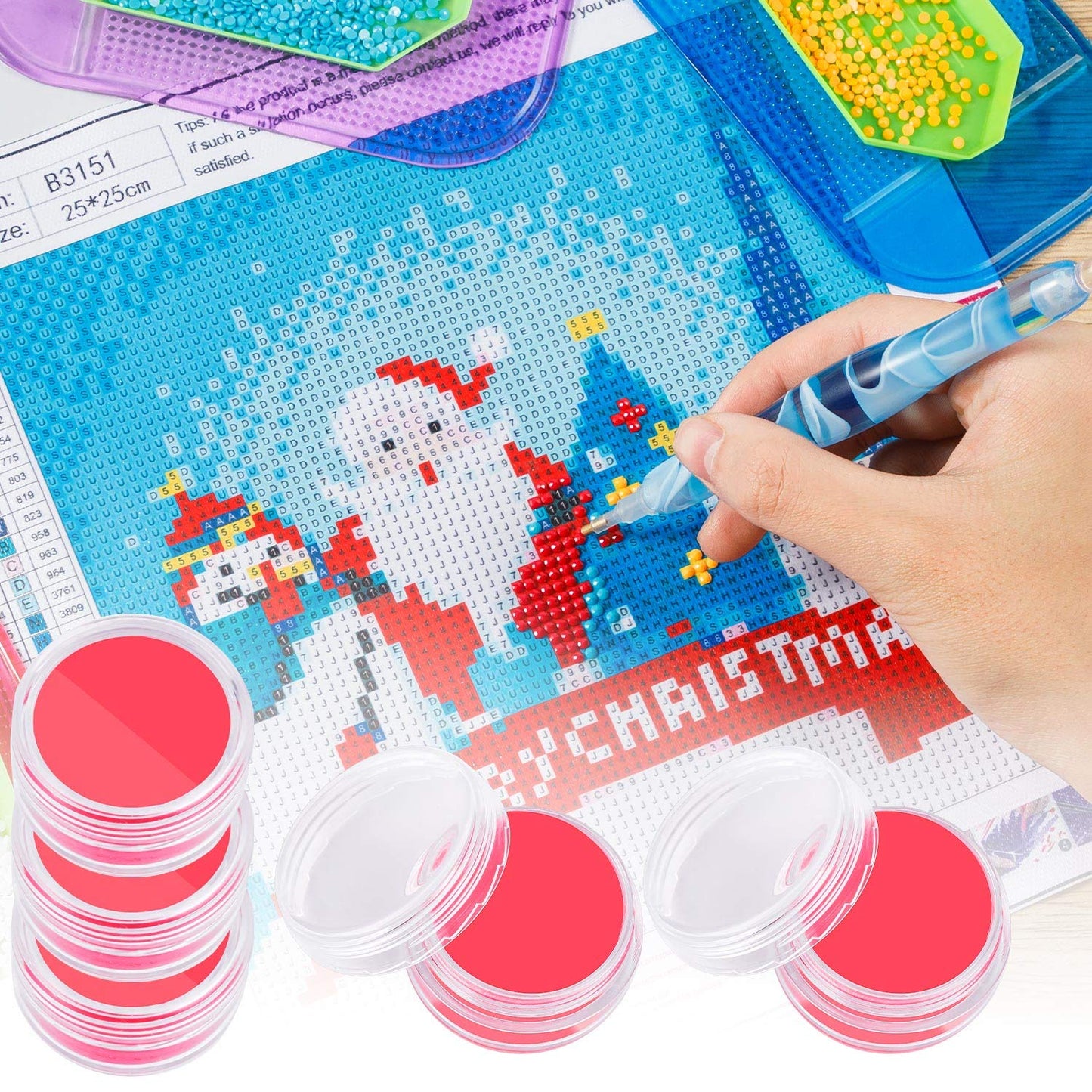 SYWHXY 20 Pack Diamond Art Wax Refills with Storage Container, DIY Wax for Diamond Painting, Red Accessories and Tools