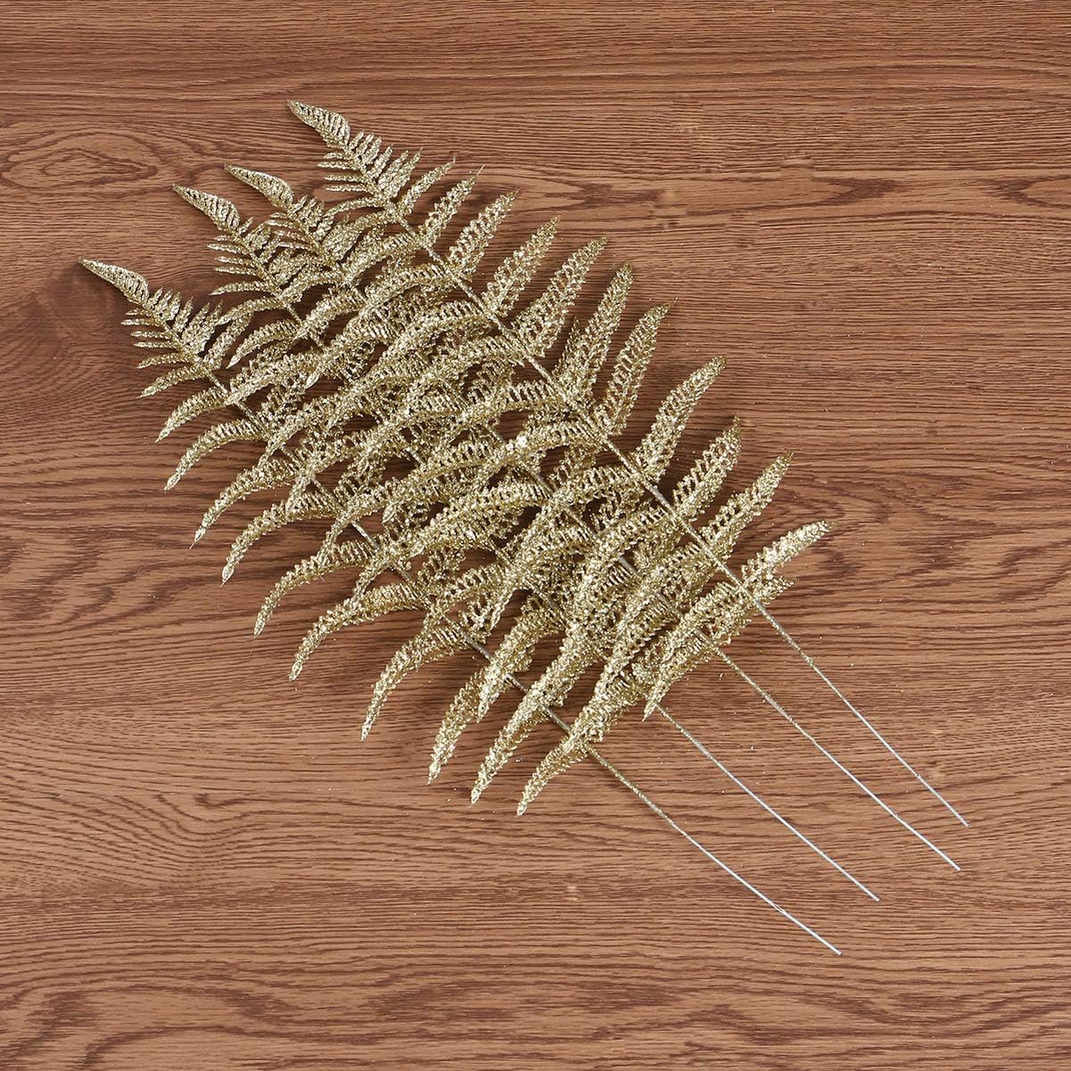 NUOBESTY 12pcs Christmas Artificial Flashing Leaves, Xmas Tree Hanging Ornament for DIY Wreath Crafts & Decorations