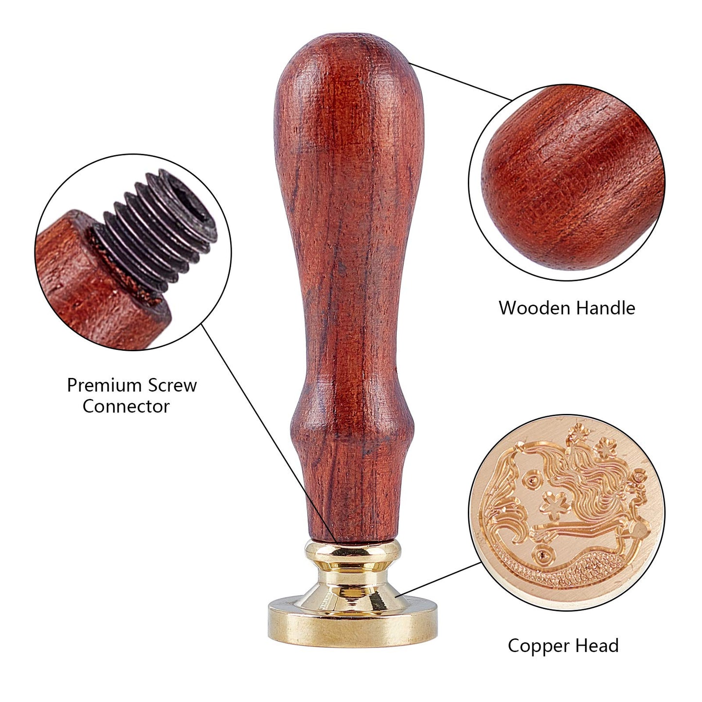 CRASPIRE Wax Seal Stamp Set Butterfly Dragonfly Bee Mermaid 6pcs Sealing Wax Stamp Brass Heads +2 Wooden Handles Retro 25mm Removable Brass Stamp Kit for Envelopes Invitations(Insect Ocean Series)