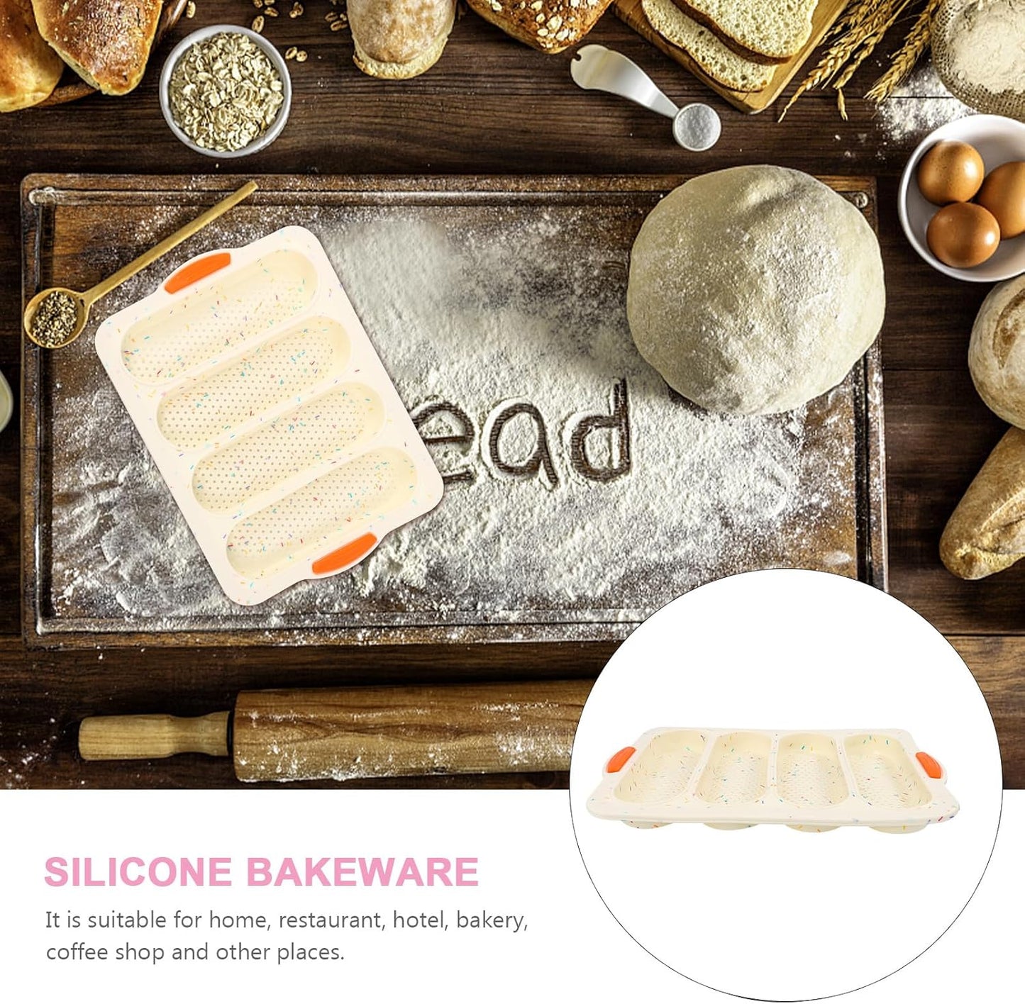 PRETYZOOM Silicone Baguette Mold, Non-stick French Bread Baking Pan, Household Bread Mould, Multipurpose Baking Tool