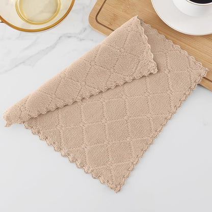 12 Pack (10 10 Inches, Homaxy Kitchen Dish Cloths x Tan), Super Soft and Absorbent Coral Velvet Dish Towels, Nonstick