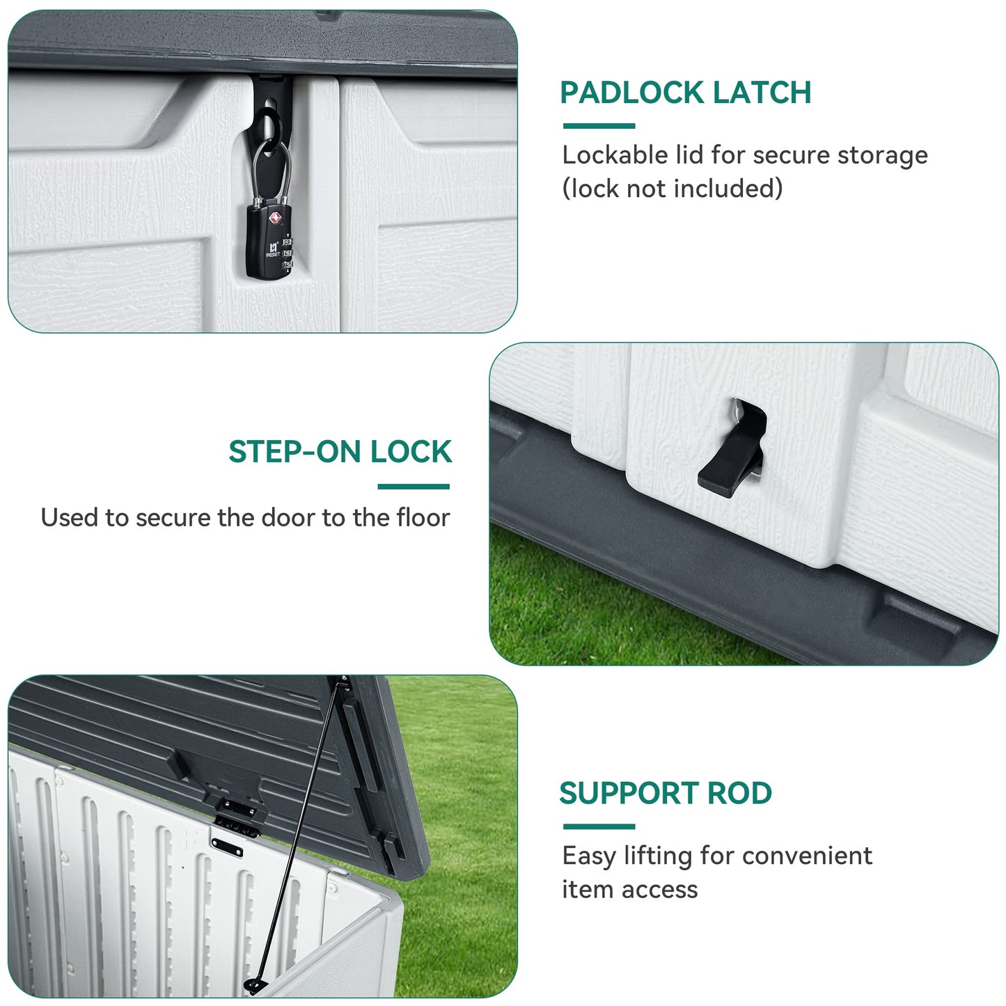 YITAHOME Outdoor Resin Storage Sheds, 39 in Height Lockable Waterproof Horizontal Shed w/o Shelf, Easy to Assemble Shed Storage for Garden Tools, Light Gray