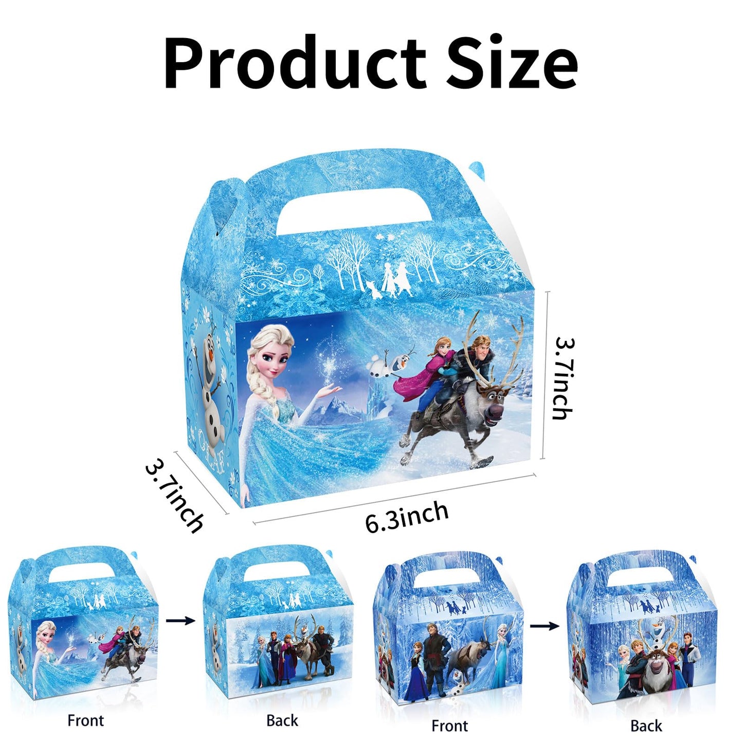 Fnjoe 24pcs Cute Treat Boxes, Blue Snowflakes Party Favor Boxes, Anime Themed Dessert Boxes, Winter Snow Party Supplies