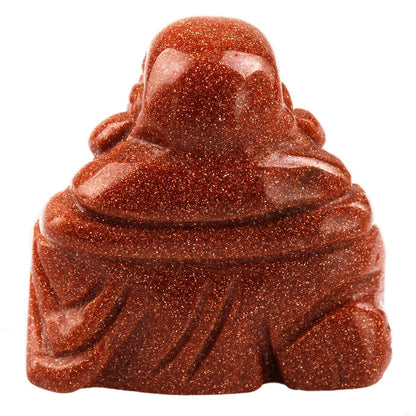 Rockcloud Healing Crystal Gemstone Carved Laughing Happy Buddha Feng Shui Figurines Wealth and Good Luck 1.5"