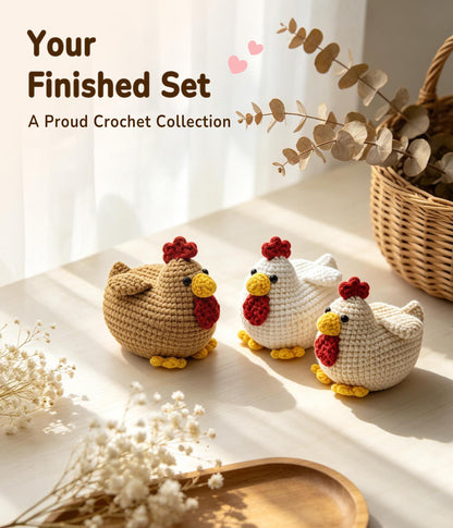 PAITIN Crochet Kit for Beginners Adults, Complete DIY Craft Yarn Kit with Step-by-Step Video Tutorials, Easy Handmade Art Projects Home Decor (Chicken)