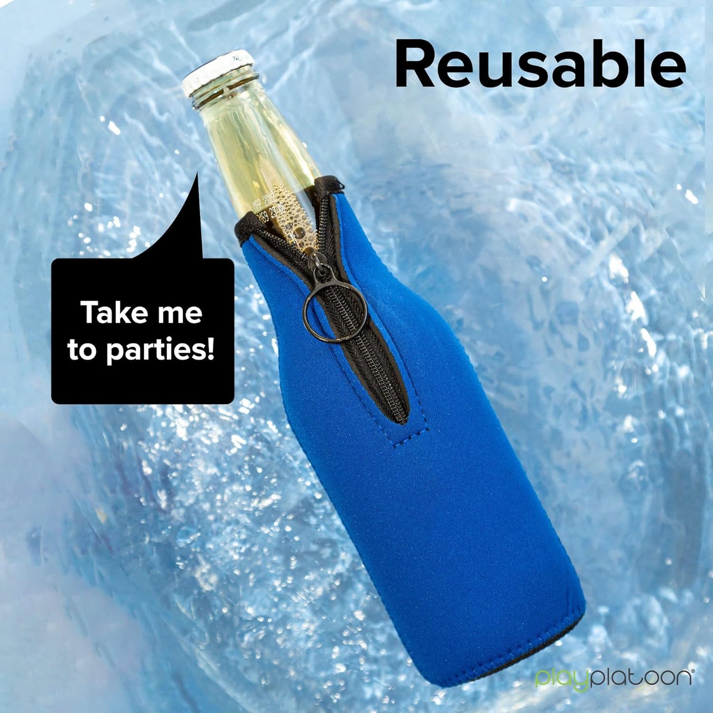 Cozy 12 oz 6 Pack Play Platoon Beer Bottle Cooler Sleeves for Party - Collapsible Neoprene Insulators - Insulated Beer