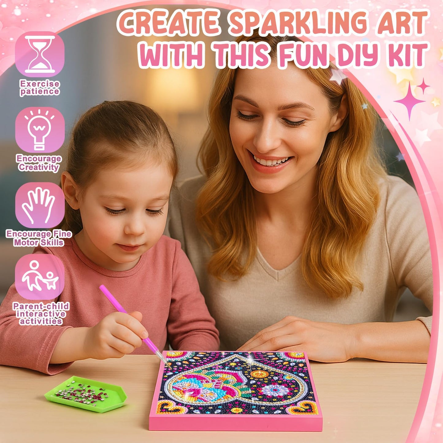 AuraKoi Girls Gifts 8-12 Years Old, Arts and Crafts for Kids Age 10-12, Diamond Art Kits for Girl Teen Adult Birthday Xmas Gift, 5 6 7 8 9 10 11 12 Art Painting with Frame Home Decor (Love)