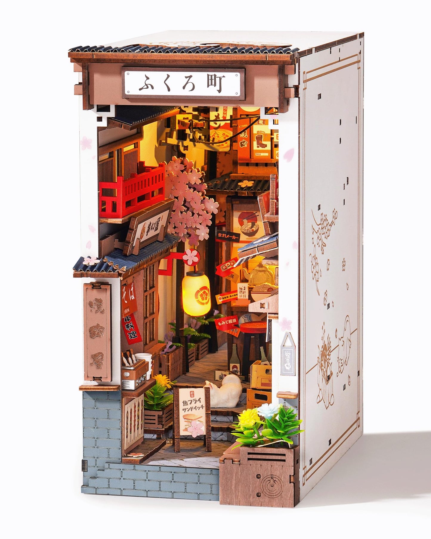Rolife Book Nook Kit Sakura Wine Alley, 3D Wooden Puzzle Booknook for Bookshelf Decor, Japanese-Inspired Sakura Theme Creative DIY Miniature Dollhouse Kit, Crafts Gifts for Adults, Teens & Book Lovers