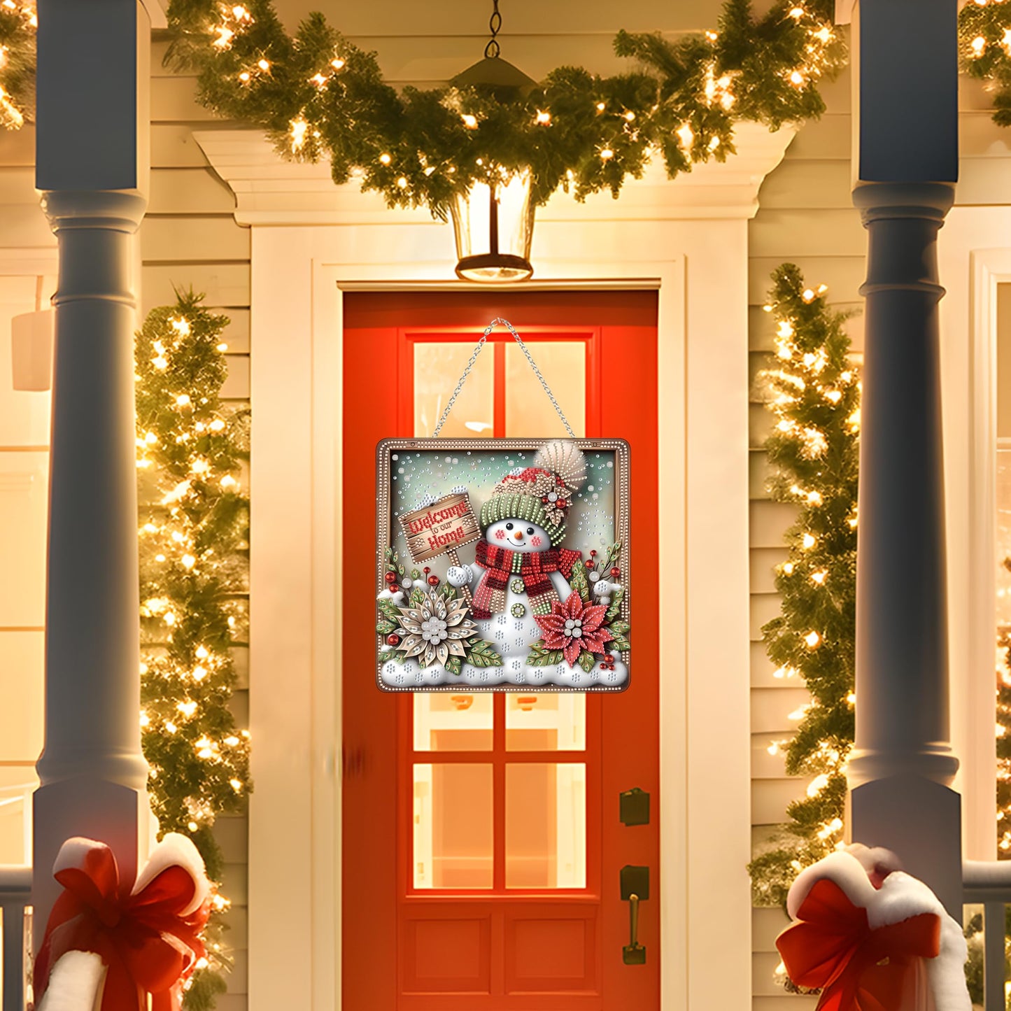Diamond Art Hanging Kit for Adult,Special Shaped Rhinestone,DIY Acrylic Diamond Art Painting Window Pendants Home Garden Wall Hanging Kits Hanging Ornament,Double Sided. (Christmas Snowman-1)