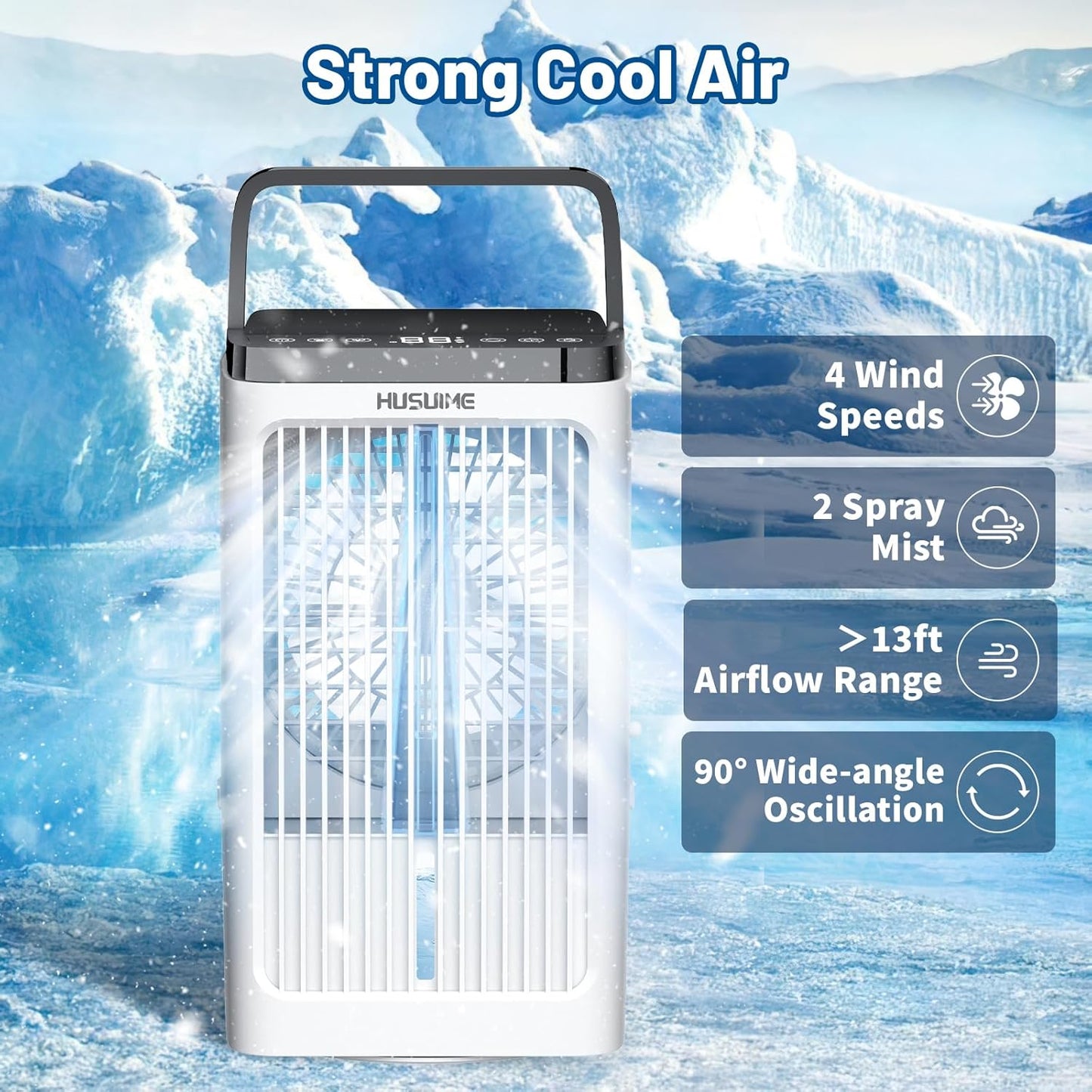 Portable Air Conditioners Evaporative Air Cooler with 4 Wind Speeds 8H Timer & 7 Color Light for Room