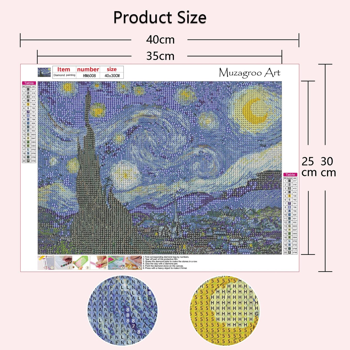 Muzagroo Art Van Gogh Diamond Painting Kits for Adults, DIY 5D Diamond Art Kits for Beginners, Starry Night Arts and Sunflower Crafts Diamond Art for Living Room, Kids Room 4 PCS Wall Art