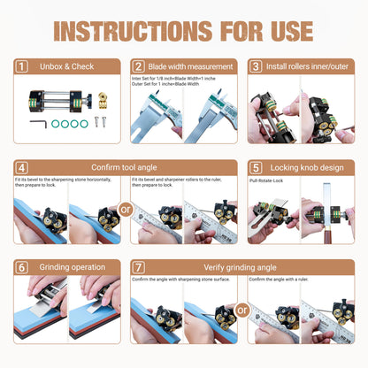 HONGDUI HD34 Honing Guide, Chisel Sharpening Jig for Chisels and Planes (0.1"-3.2") with 4 Brass Rollers & Storage Case, Professional Chisel Woodworking Tool