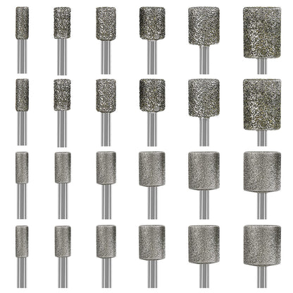 Stone Carving Set Diamond Burr Bits Compatible with Dremel, 46Grit 150Grit 24PCS Polishing Kits Rotary Tools Accessories with 1/8'' Shank for Engraving, Grinding, Stone, Rocks, Jewelry, Ceramics