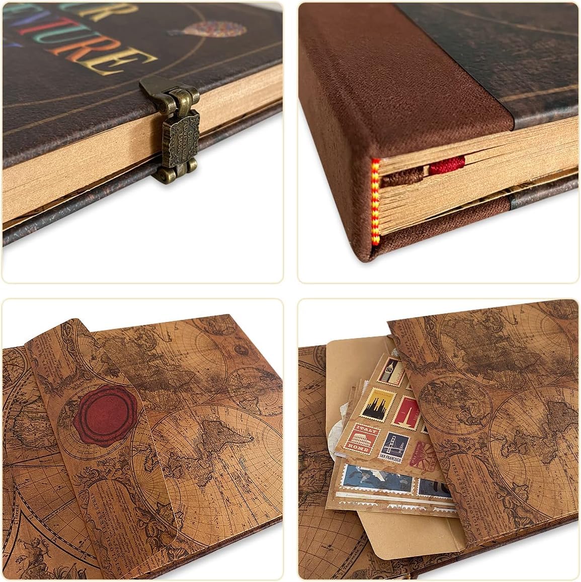 Our Adventure Book 146-Page DIY Handmade Scrapbook, Embossed Leather Cover - Ideal for Memories, Anniversary, Wedding, and Best Friend Gift - Inspired by the 'Up' Saga(Ball - Our Adventure Book)