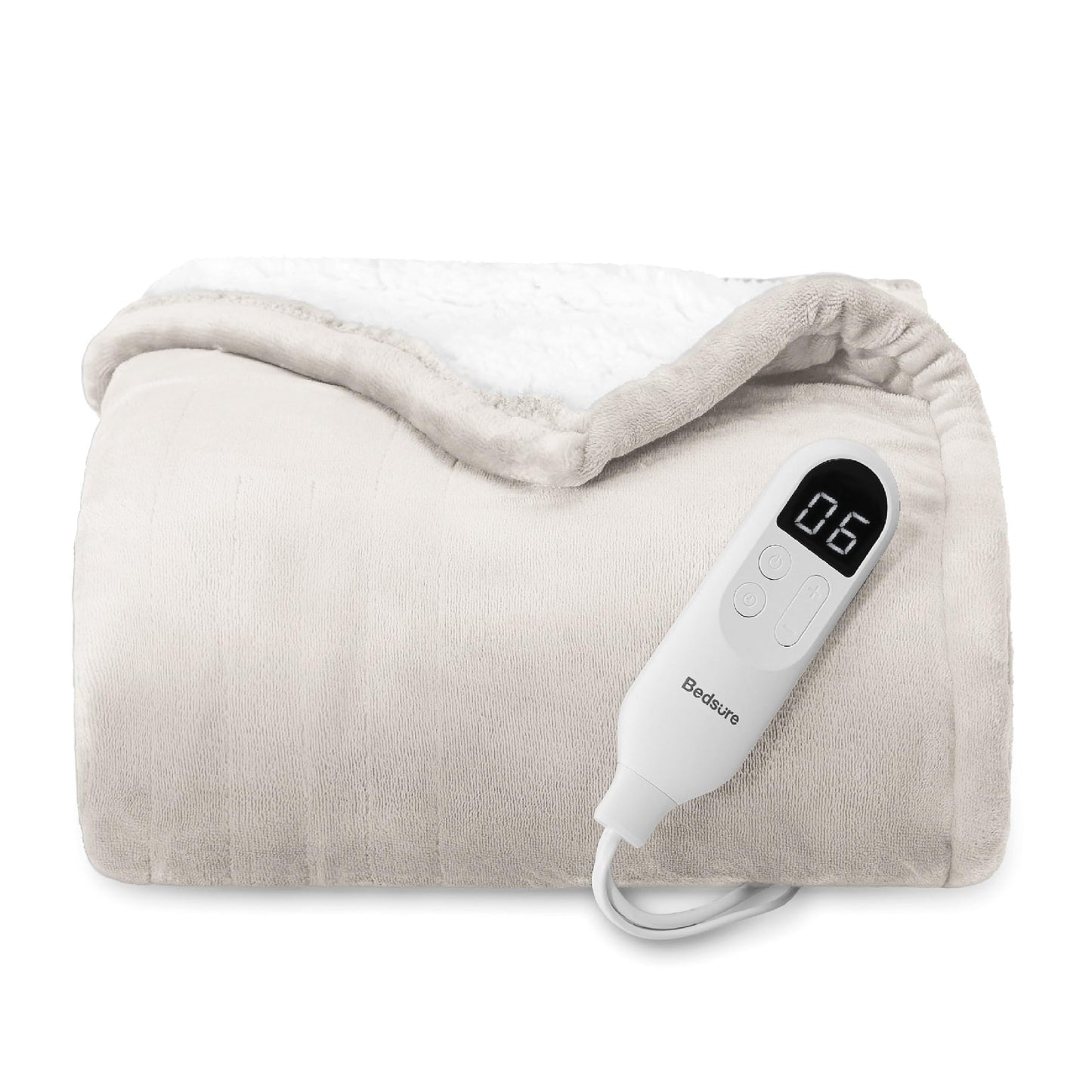 Bedsure Electric Blanket King Size - Dual Control Heated Blanket King Size, Fast Heating with 10 Time Settings & 10 Heat Settings, Warm Gift for Grandma (100x90 inches, Grey)