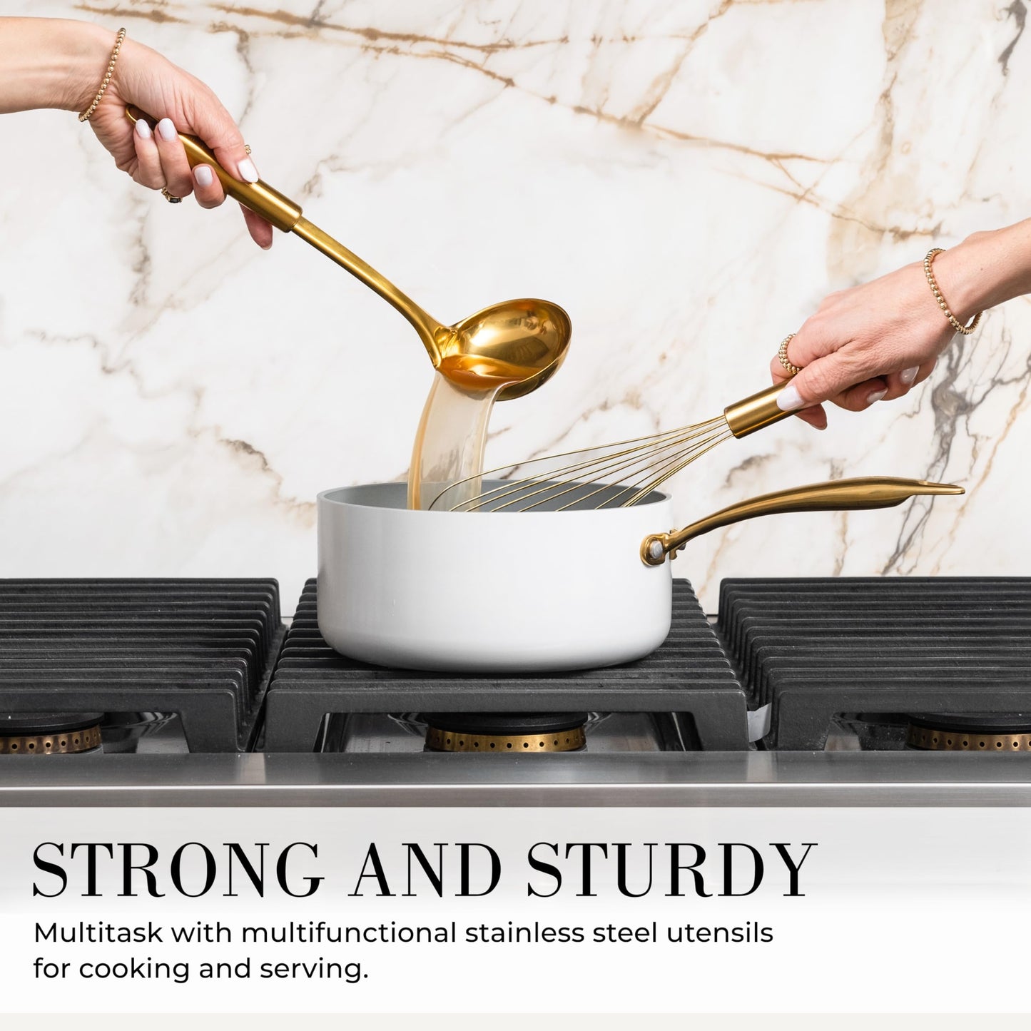 Styled Settings Black and Gold Kitchen Utensils Set – 15-Piece Cooking Set Includes Black Silicone Utensils, Gold Utensil Holder, and Magnetic Measuring Spoons – Stylish Kitchen Accessories