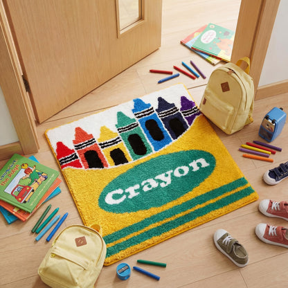 Tinideya Crayons Bathroom Rug Non Slip Rug for Classroom Graduation Appreciate Teacher Gift Back to School Home Supply