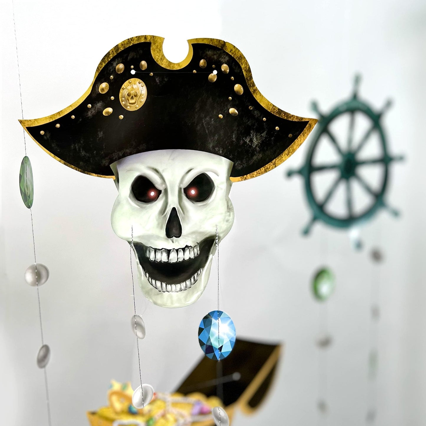 Cheerland Pirate Party Decorations Pirate Decor Hanging Treasure Chest Garland for Trunk or Treat Summerween Celebration Hunt Banner Birthday Hanging Backdrop Streamer Decor Halloween Party Pack of 6