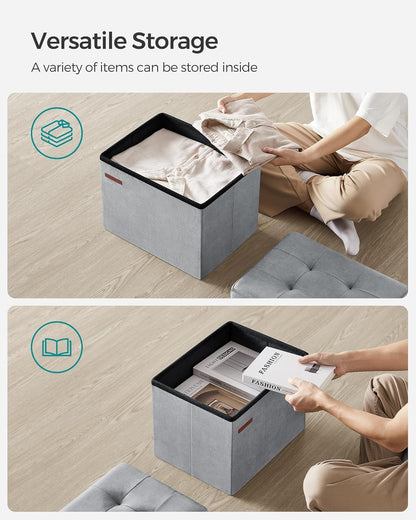 12.2 16.1 Inches 286 lb, ULSF200G02 SONGMICS Storage Ottoman, Foldable Small Ottoman Foot Rest, x Foot Stool, Ottoman