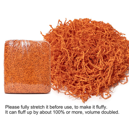 Mefleet 2 LB Crinkle Cut Paper Shred Filler Orange Crinkle Shredded Paper for Gift Box - Gift Basket Bag Filler - Grass Cushion Stuffing for Halloween Fall Christmas Holiday Packaging Wrapping