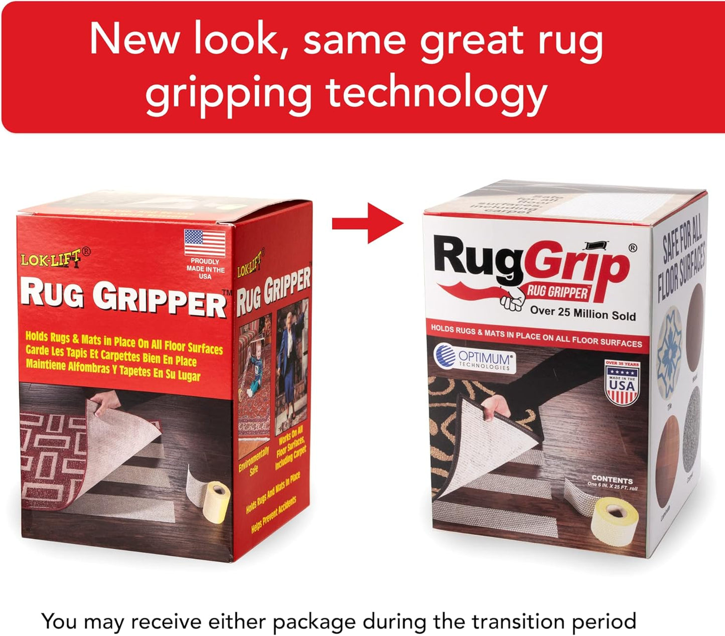 Rug Gripper Tape (6" x 25ft) for Area Rugs and Runners