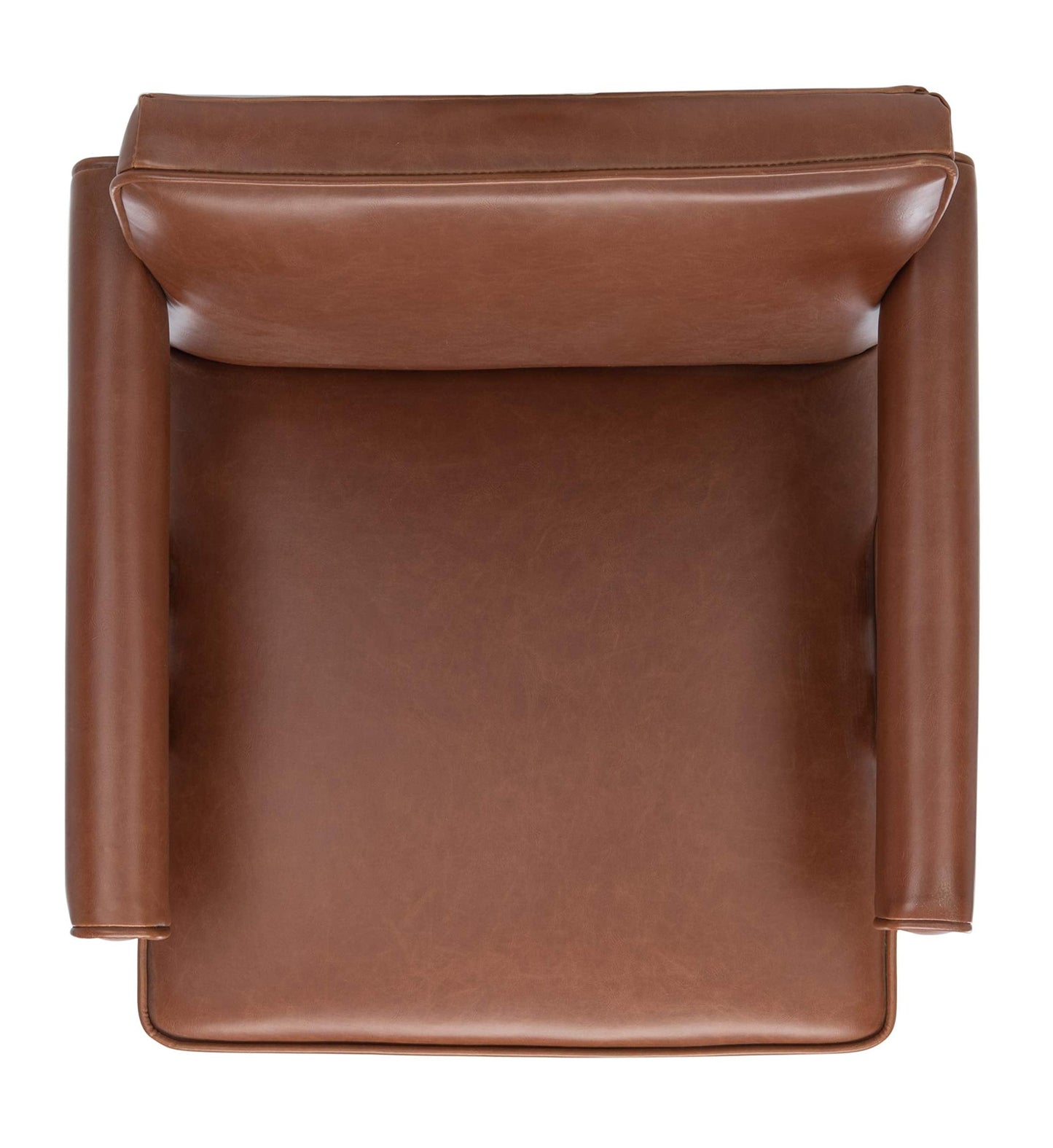 Safavieh Home Suri Mid-Century Modern Cognac Faux Leather and Walnut Arm Chair