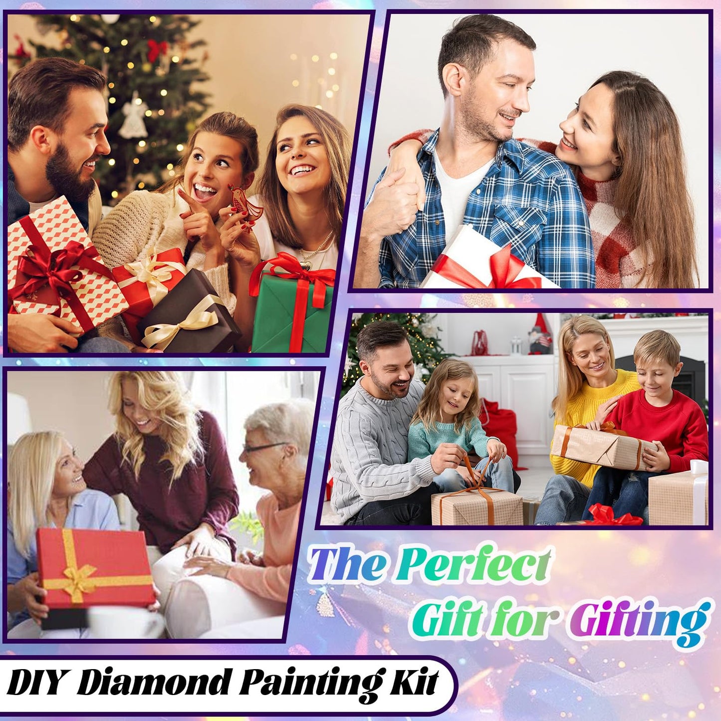 WEMEON 4 Pack Diamond Art Kits for Kids, Flower Diamond Art Painting for Kids Ages 4-8-12, Package and Home Wall Decor(6x6inch)