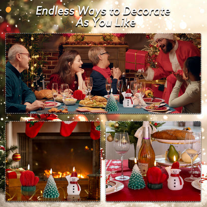 AFINETH Christmas Flameless Candles with Remote, Real Wax Battery Operated Christmas Candles, Flickering Xmas LED Candles for Table Home Party Decor, Set of 3