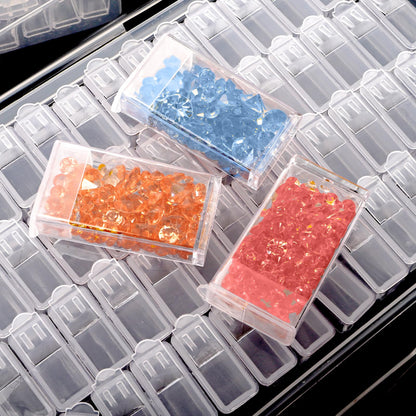 Pumtus 3 Pack Diamond Art Storage Containers, 192 Grids Acrylic Bead Box with Label Stickers, 5D Diamond Dot Art Case, Embroidery DIY Art Craft Storage Jar for Sewing, Nail, Rhinestone, Seed