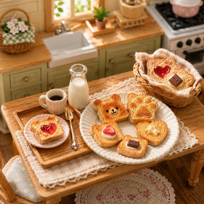 LOGOFUN 24pcs Dollhouse Miniature Food Simulation Caramel Toast Bread Resin Accessories Mini Scene Decoration