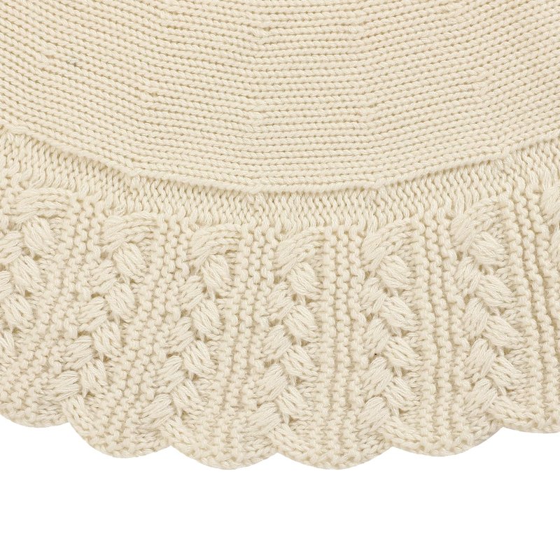 Aeranto Ivory Knitted Christmas Tree Skirt, Cozy Cable Knit Design with Scalloped Edge and Ties, Rustic Farmhouse Holiday Décor for Christmas Tree Base(Ivory, 36")